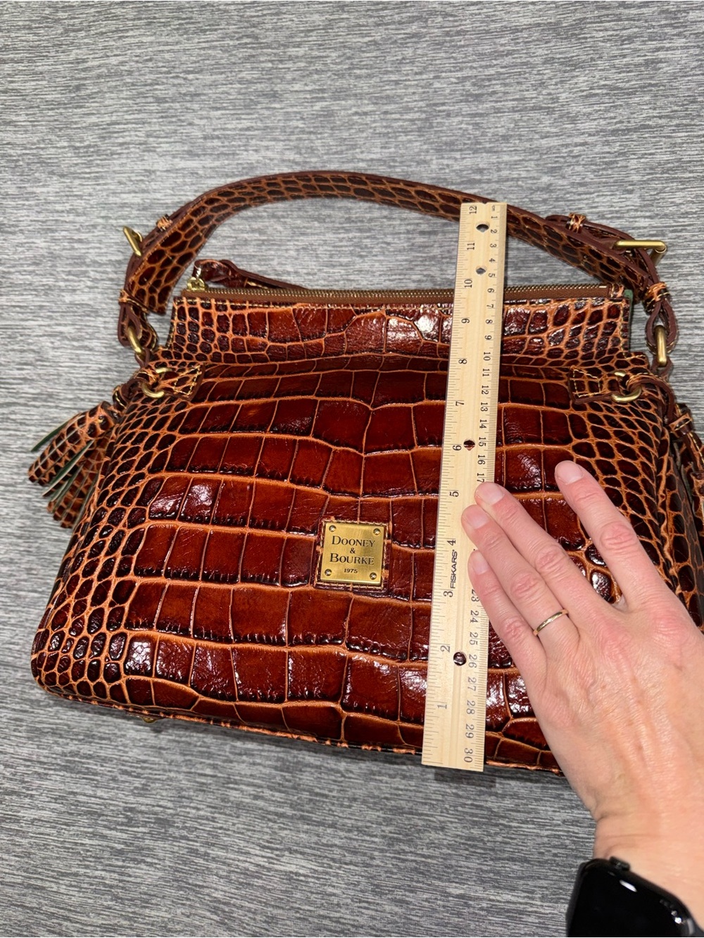 Dooney & Bourke Chestnut Croc-Embossed Leather Shoulder Bag - Picture 12 of 15